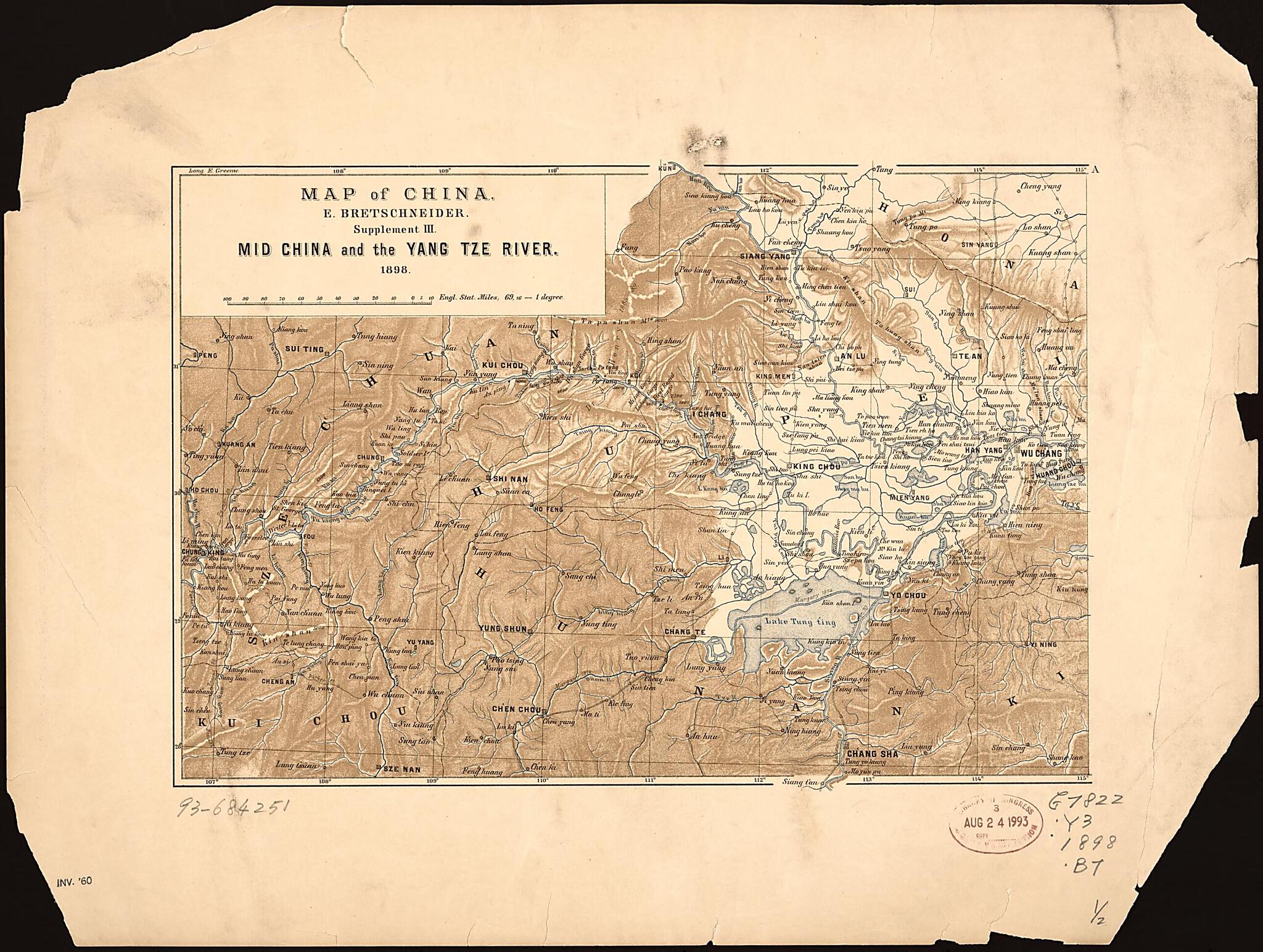 This old map of Map of China. Mid China and the Yang Tze River from 1898 was created by E. Bretschneider in 1898