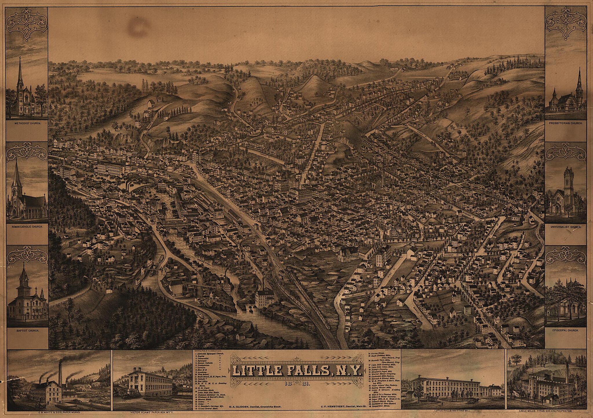 This old map of Little Falls, New York from 1881 was created by C.H. Vogt (Firm), H.H. Rowley & Co in 1881