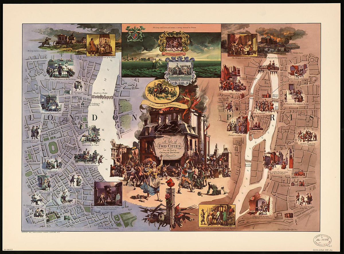 A Tale of Two Cities : From the Book by Charles Dickens : central London and Central Paris in 1789 by Relic Map Company