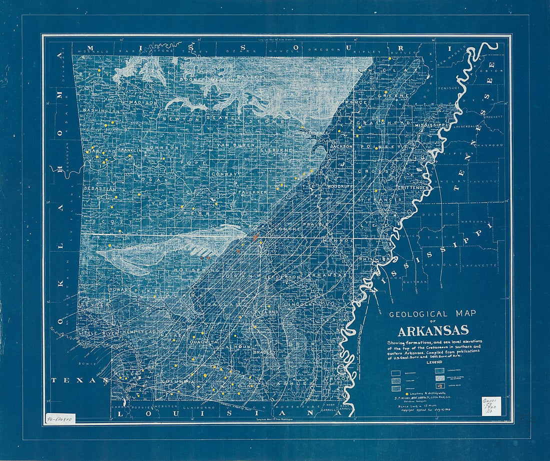 This old map of Geological Map of Arkansas : Showing Formation of the Cretaceous In Southern and Eastern Arkansas from 1920 was created by S.T. Wisby & Co in 1920