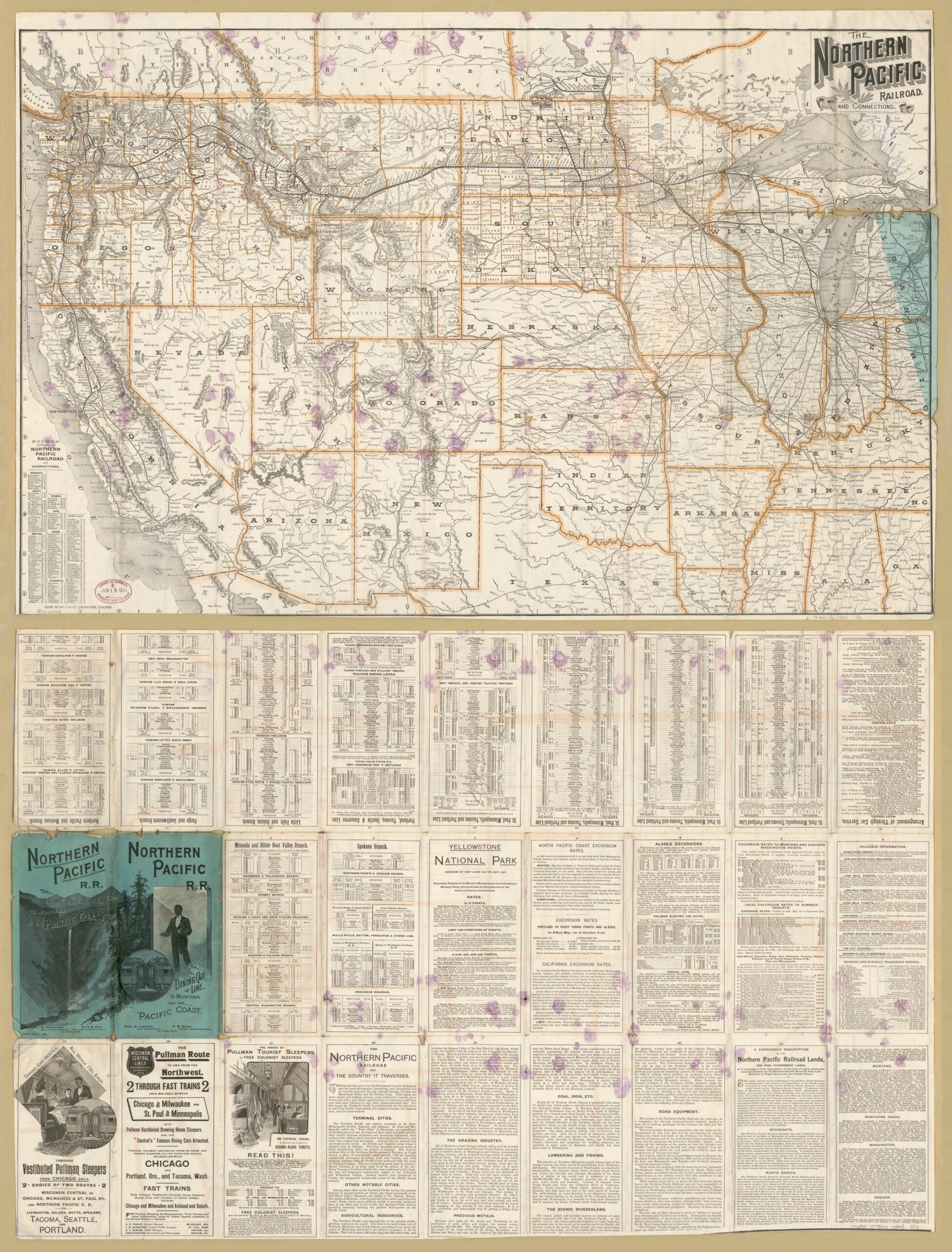 This old map of The Northern Pacific Railroad and Connections from 1891 was created by Rand McNally and Company in 1891