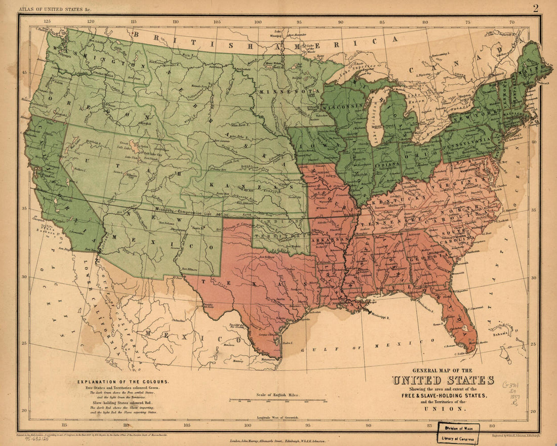 This old map of Holding States, and the Territories of the Union from 1857 was created by Henry D. (Henry Darwin) Rogers in 1857