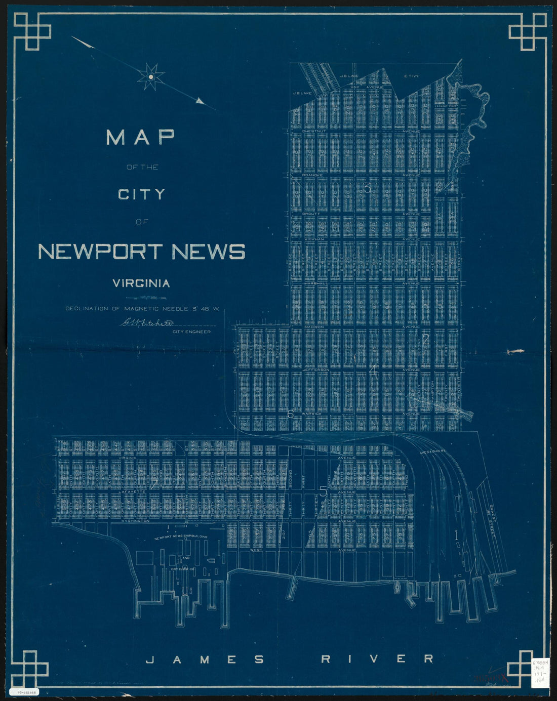 This old map of Map of the City of Newport News, Virginia / G.W. Fitchett, City Engineer ; G. Doyle, Delineator from 1910 was created by Newport News (Va.). City Engineer in 1910