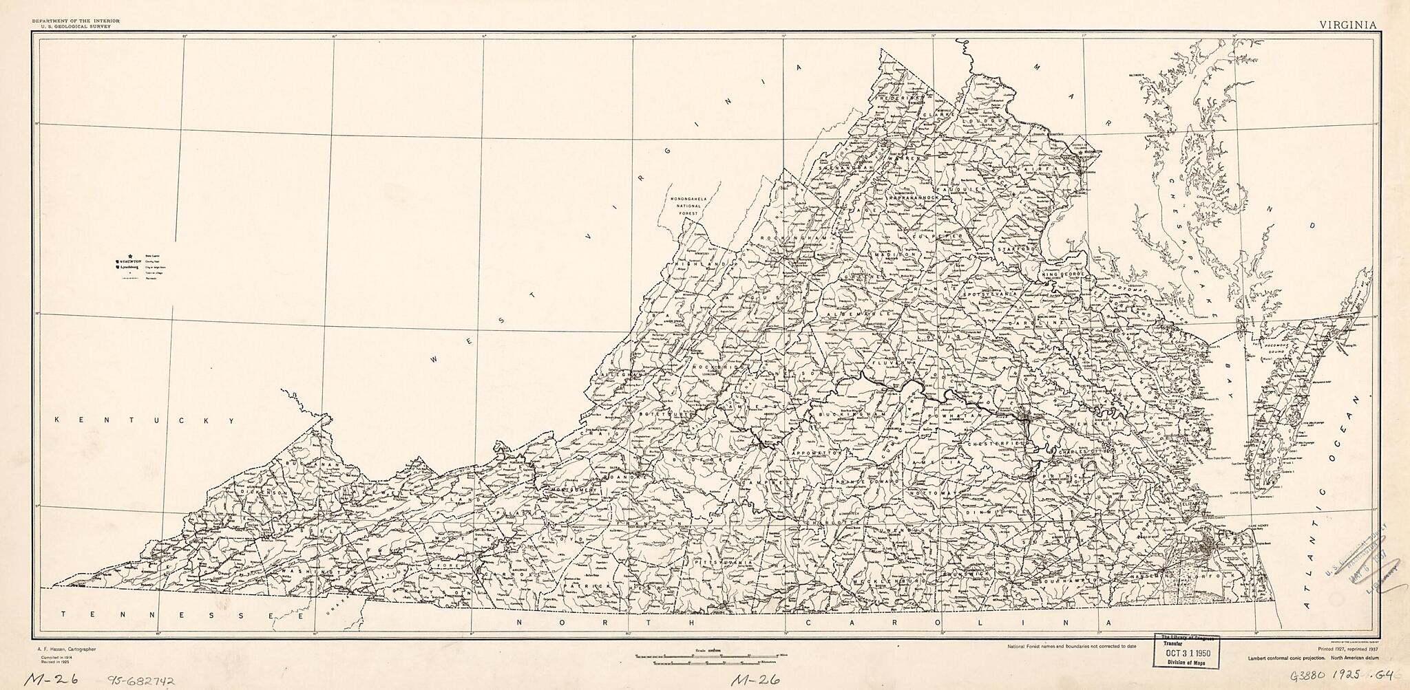 This old map of Virginia from 1925 was created by Geological Survey (U.S.) in 1925