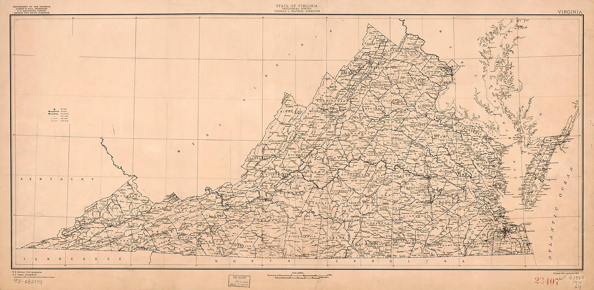 This old map of Virginia from 1914 was created by Geological Survey (U.S.) in 1914