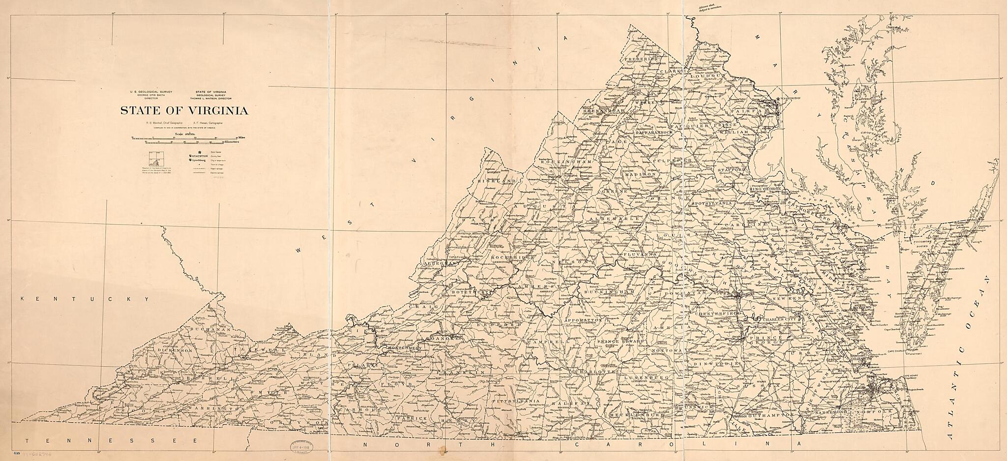 This old map of State of Virginia from 1914 was created by Geological Survey (U.S.) in 1914
