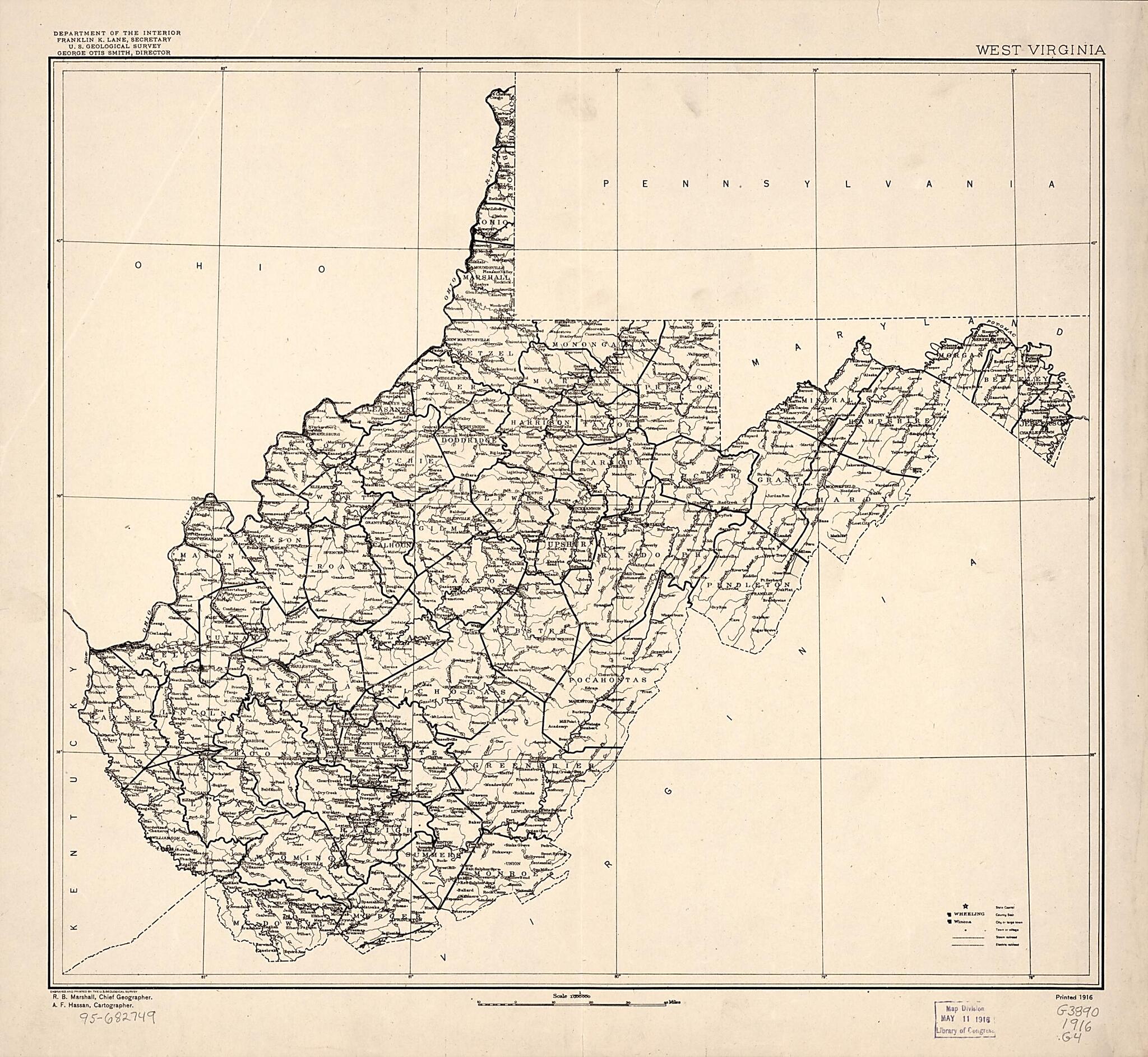 This old map of West Virginia from 1914 was created by Geological Survey (U.S.) in 1914