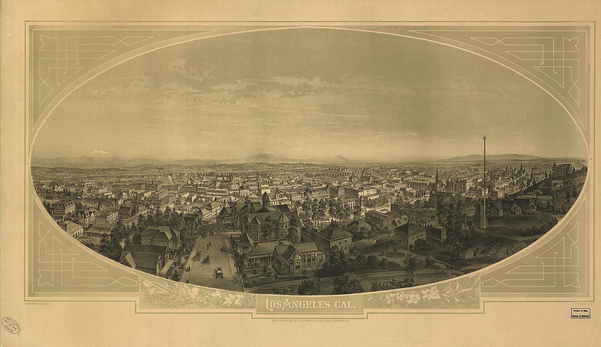 Los Angeles,California / S.F. Cook Del. ; Lith. Britton & Rey, S.F 1888 by Relic Map Company