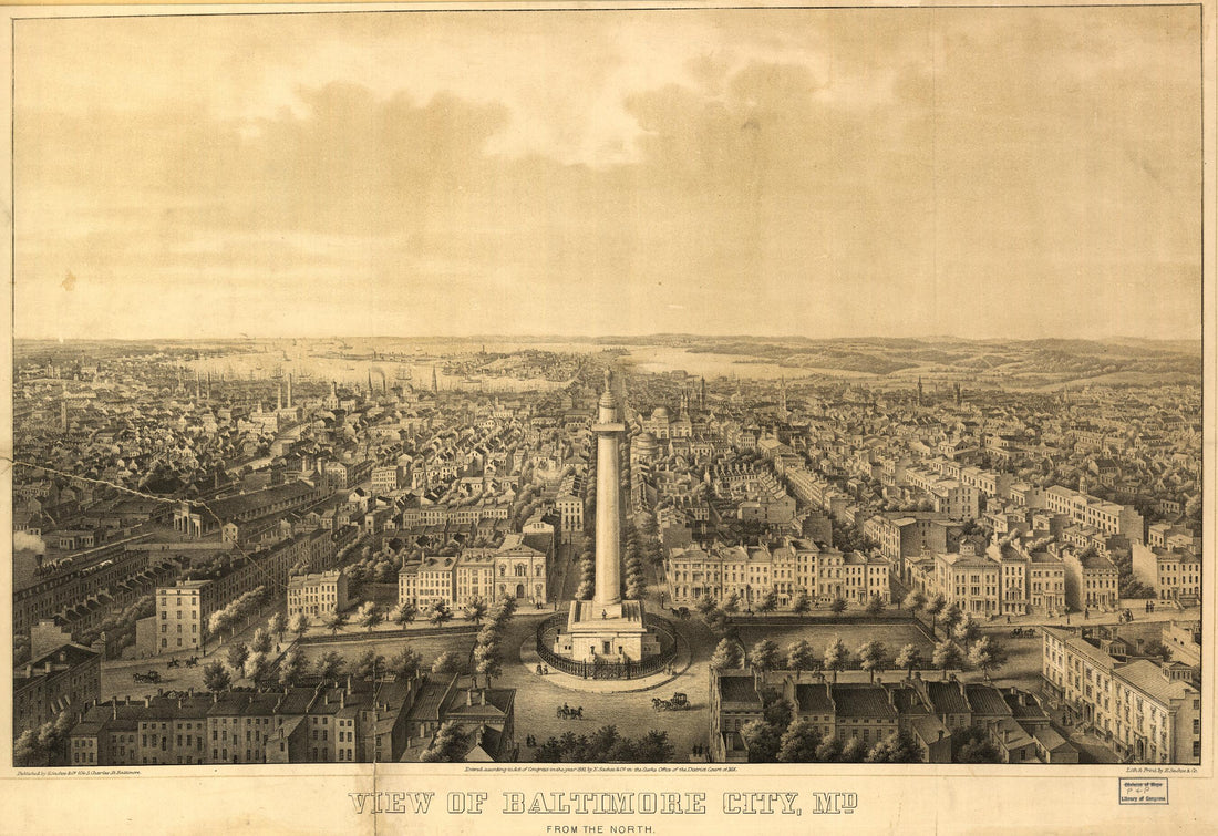 This old map of View of Baltimore City, Md., from the North / Lith. & Print by E. Sachse & Co from 1862 was created by E. Sachse & Co in 1862