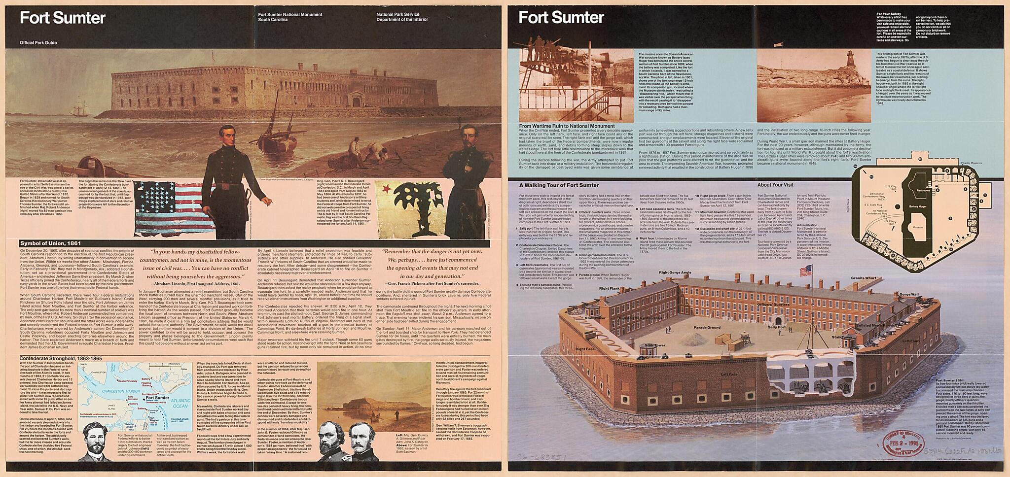 This old map of Fort Sumter (Fort Sumter, Fort Sumter National Monument, South Carolina, Official Park Guide) from 1861 was created by L. Kenneth Townsend,  United States. National Park Service in 1861