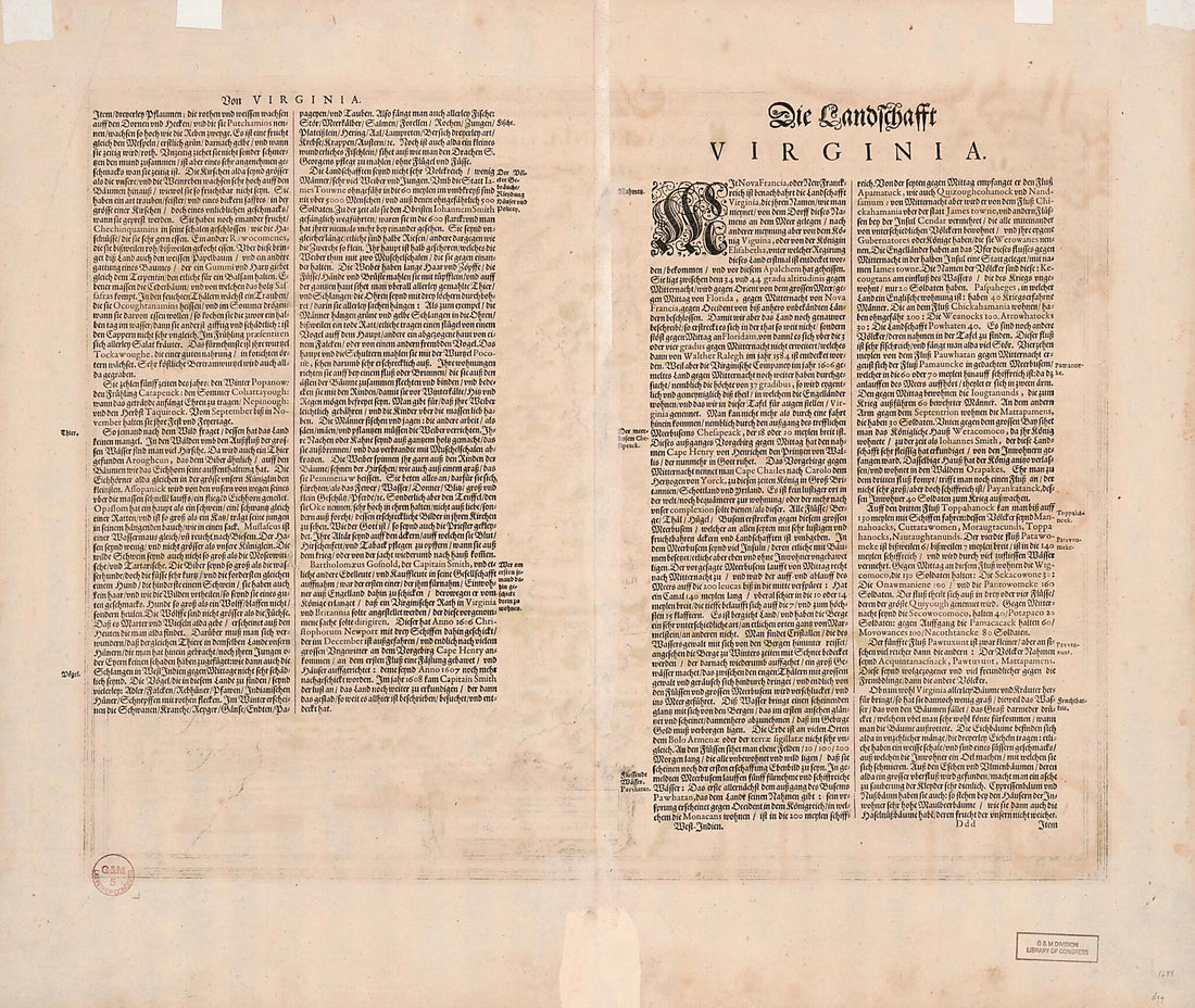 This old map of Nova Virginiæ Tabula from 1644 was created by Hendrik Hondius in 1644