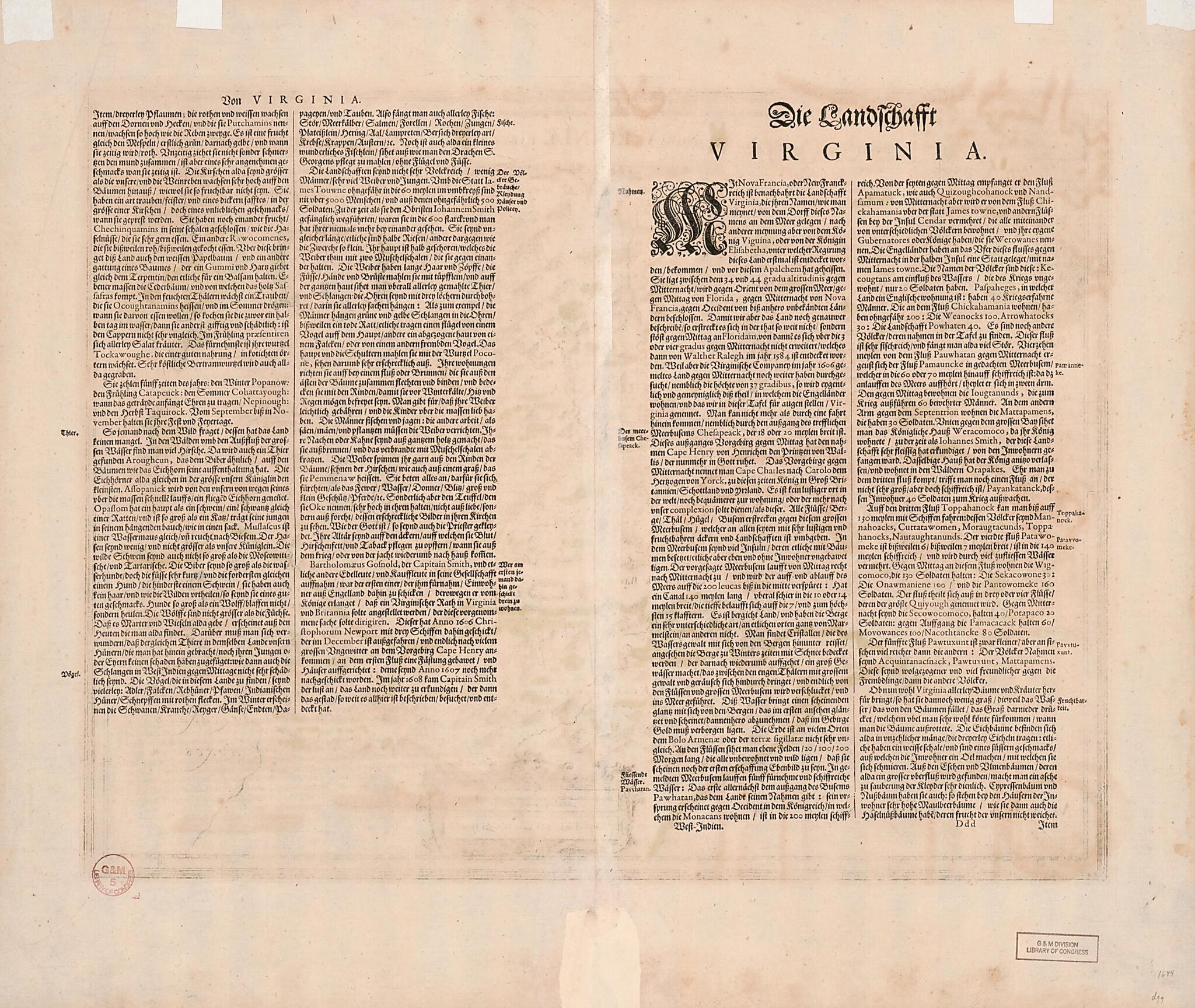 This old map of Nova Virginiæ Tabula from 1644 was created by Hendrik Hondius in 1644