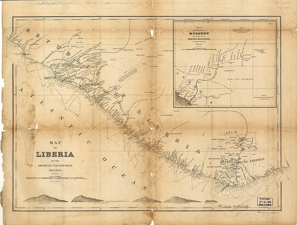 Map of Liberia 1870 by Relic Map Company