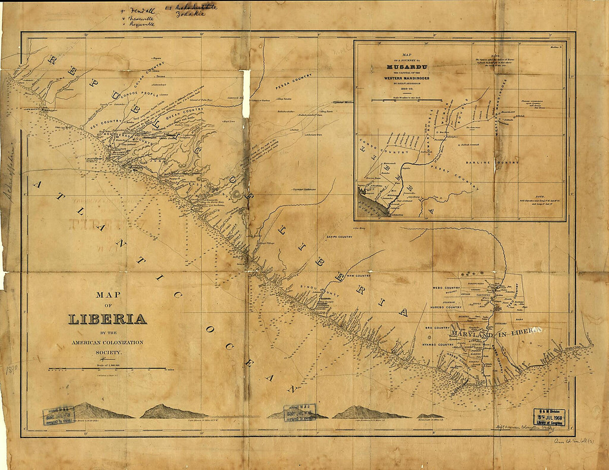 Map of Liberia 1870 by Relic Map Company