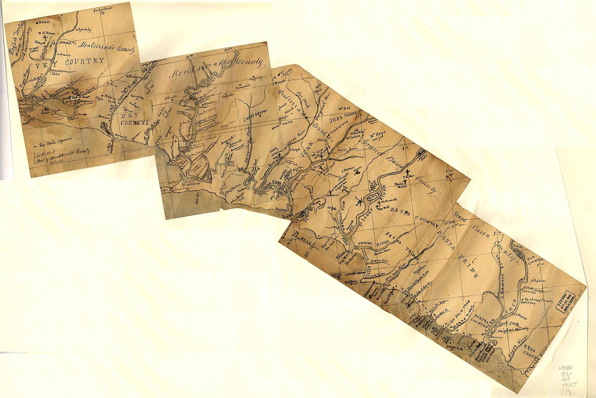 This old map of North West Part of Montserrado County, Liberia : In Ten Mile Squares from 1800 was created by in 1800