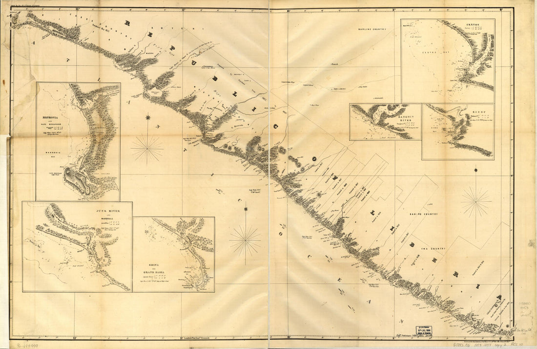This old map of Republic of Liberia from 1853 was created by William Francis Lynch, United States. Navy Department in 1853