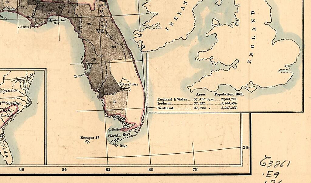 This old map of Map Showing the Distribution of Slaves In the Southern States from 1860 was created by A. Von (Adolph) Steinwehr in 1860