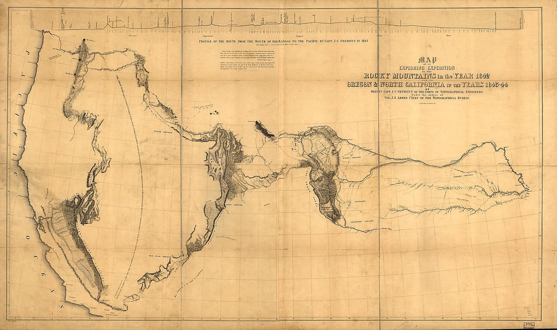 This old map of 44 from 1844 was created by John James Abert, Edward Weber & Co, John Charles Frémont, United States. Congress. Senate in 1844