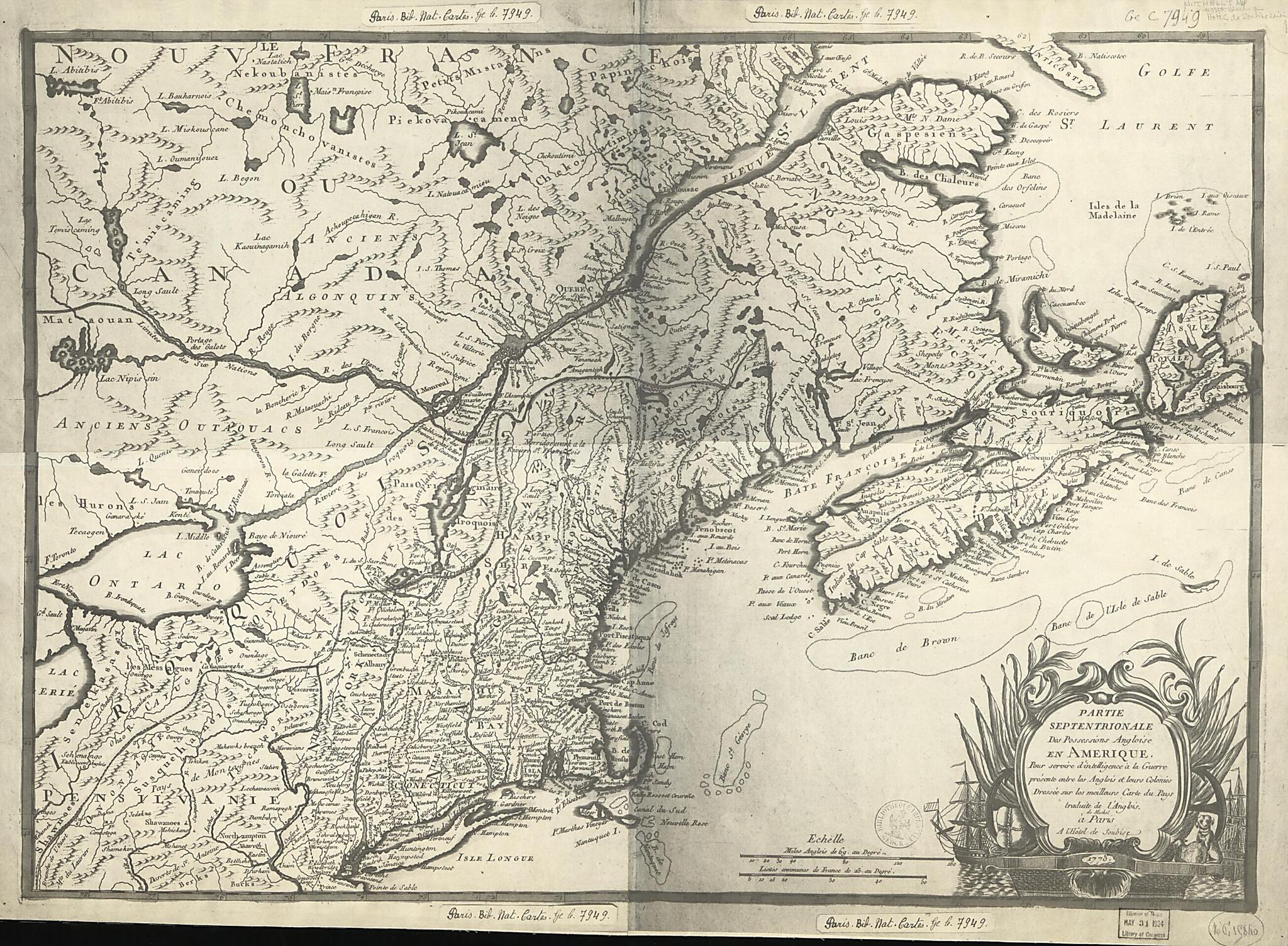 Partie Septentrionale Des Possessions Angloise En Amérique : Pour Servire D&