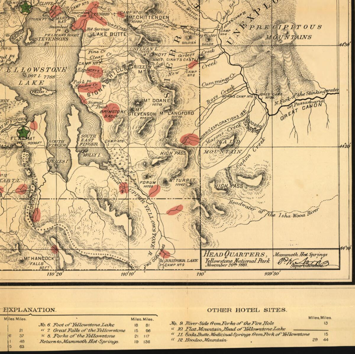 This old map of Map of the Yellowstone National Park from 1881 was created by  in 1881