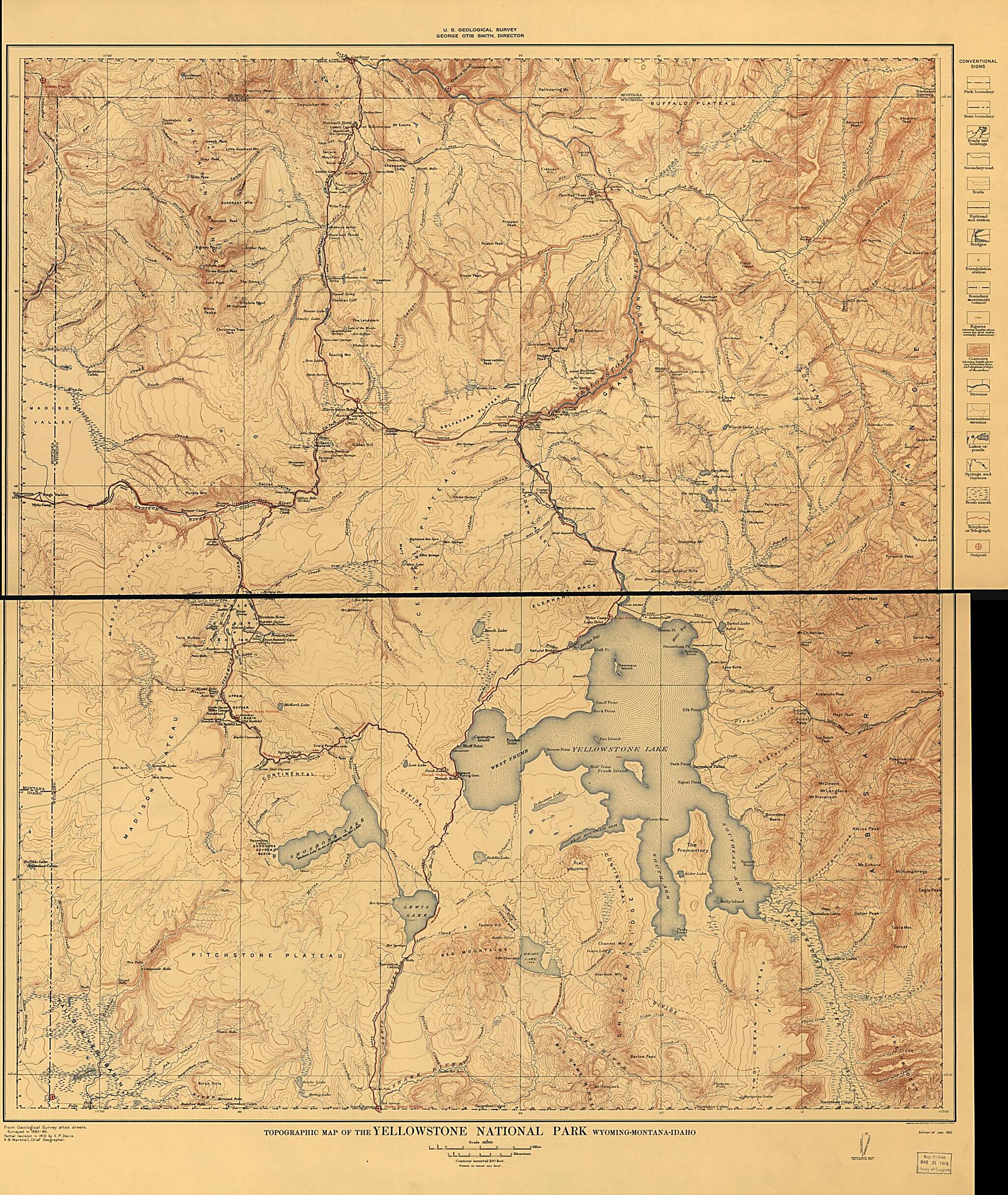 This old map of Montana-Idaho from 1912 was created by Geological Survey (U.S.), R. B. (Robert Bradford) Marshall, George Otis Smith in 1912
