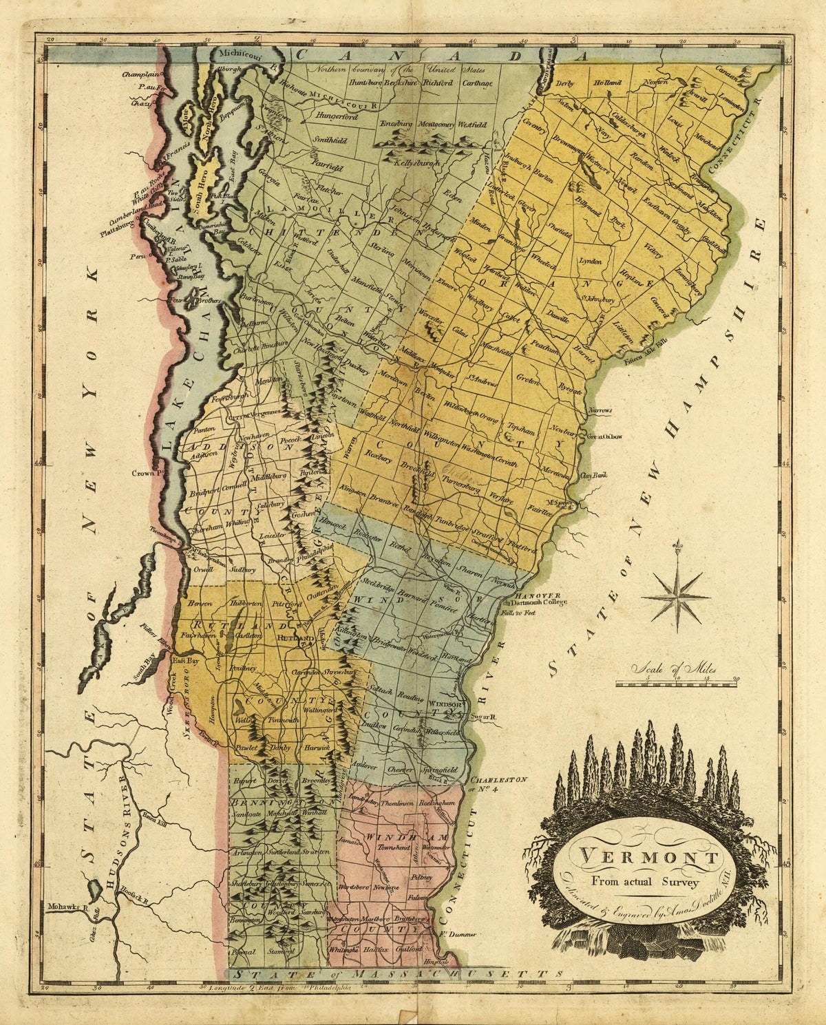 Vermont, from Actual Survey 1814 by Relic Map Company