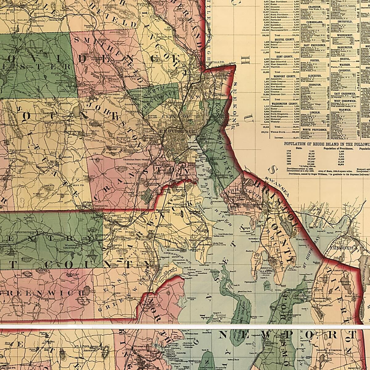 This old map of Map of the State of Rhode Island and Providence Plantations from 1880 was created by S. D. Tilden in 1880