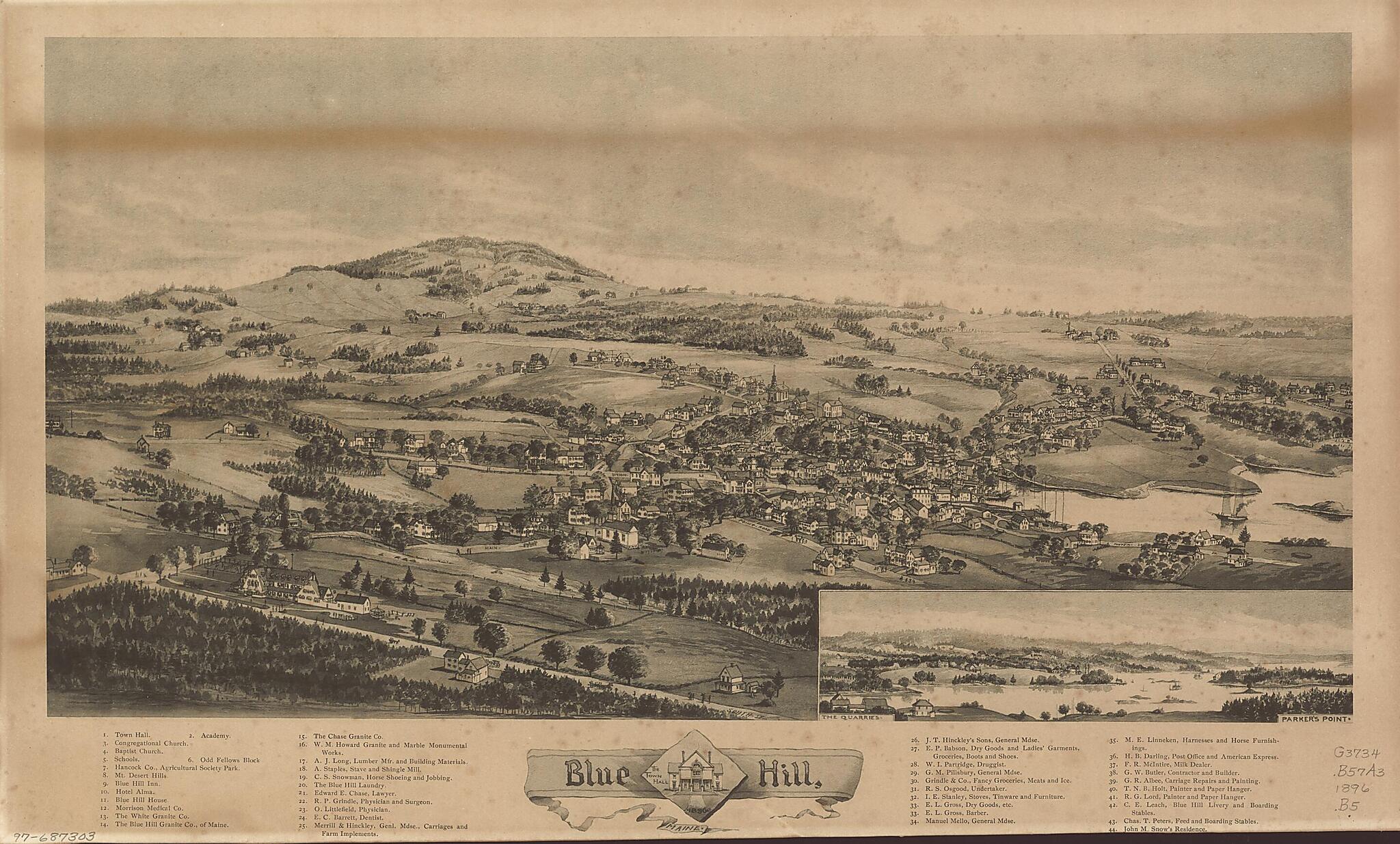 This old map of Blue Hill, Maine, from 1896 was created by in 1896