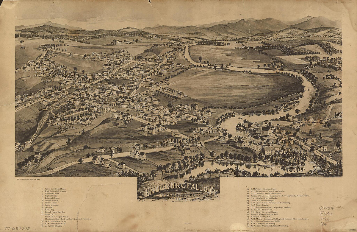 Enosburg Falls, Vermont, Franklin County, 1892 by Relic Map Company
