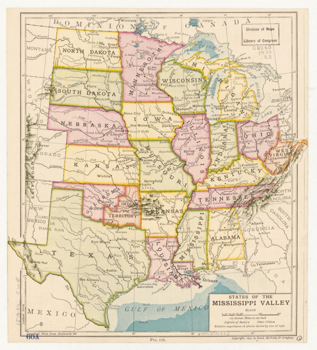 This old map of States of the Mississippi Valley from 1903 was created by Rand McNally and Company in 1903