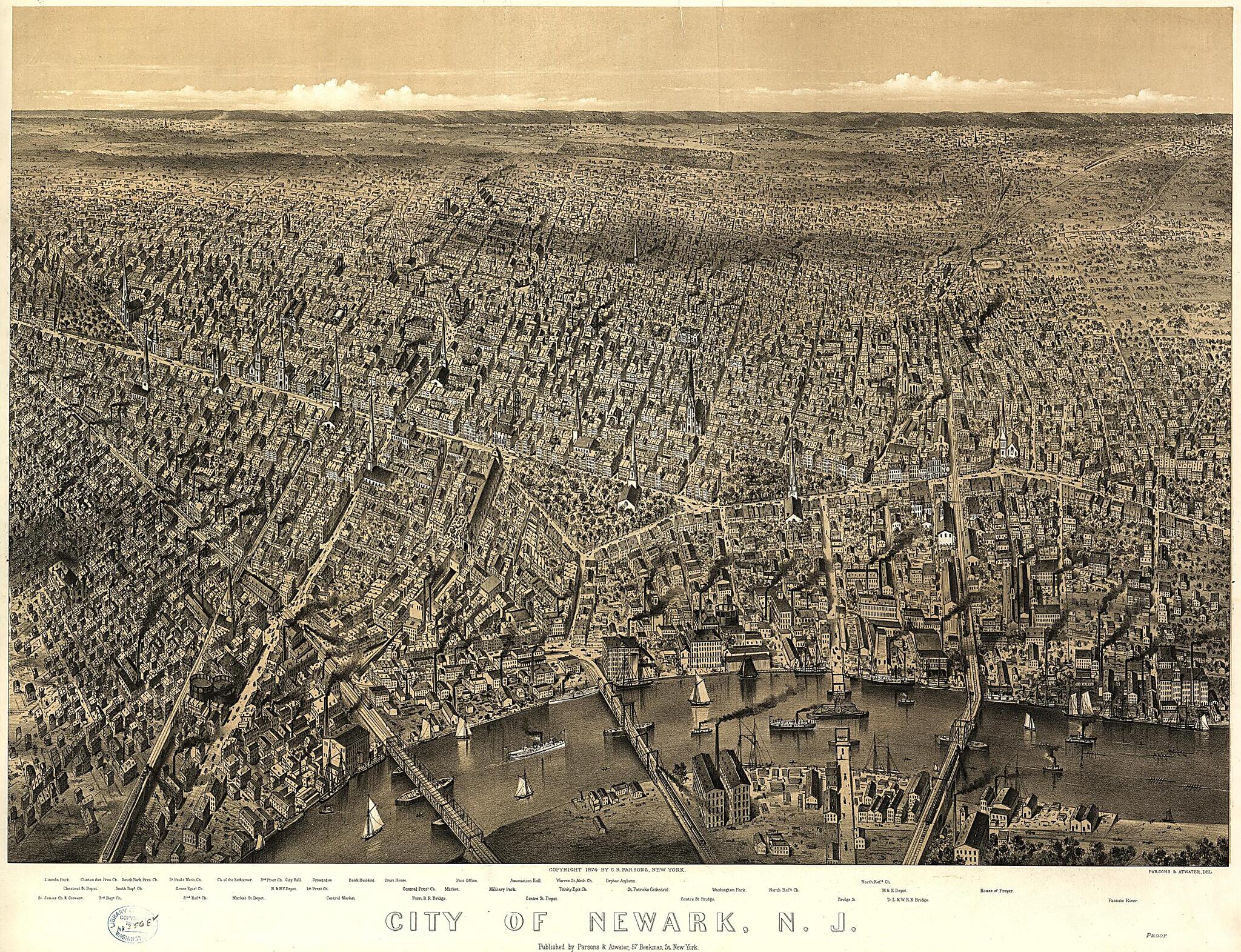 This old map of City of Newark, New Jersey / Parsons & Atwater, Del from 1874 was created by Parsons & Atwater in 1874