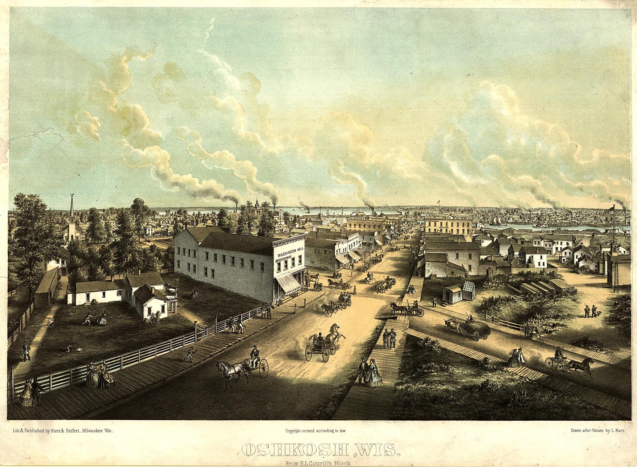 This old map of Oshkosh,Wisconsin from H.L. Cottrill&