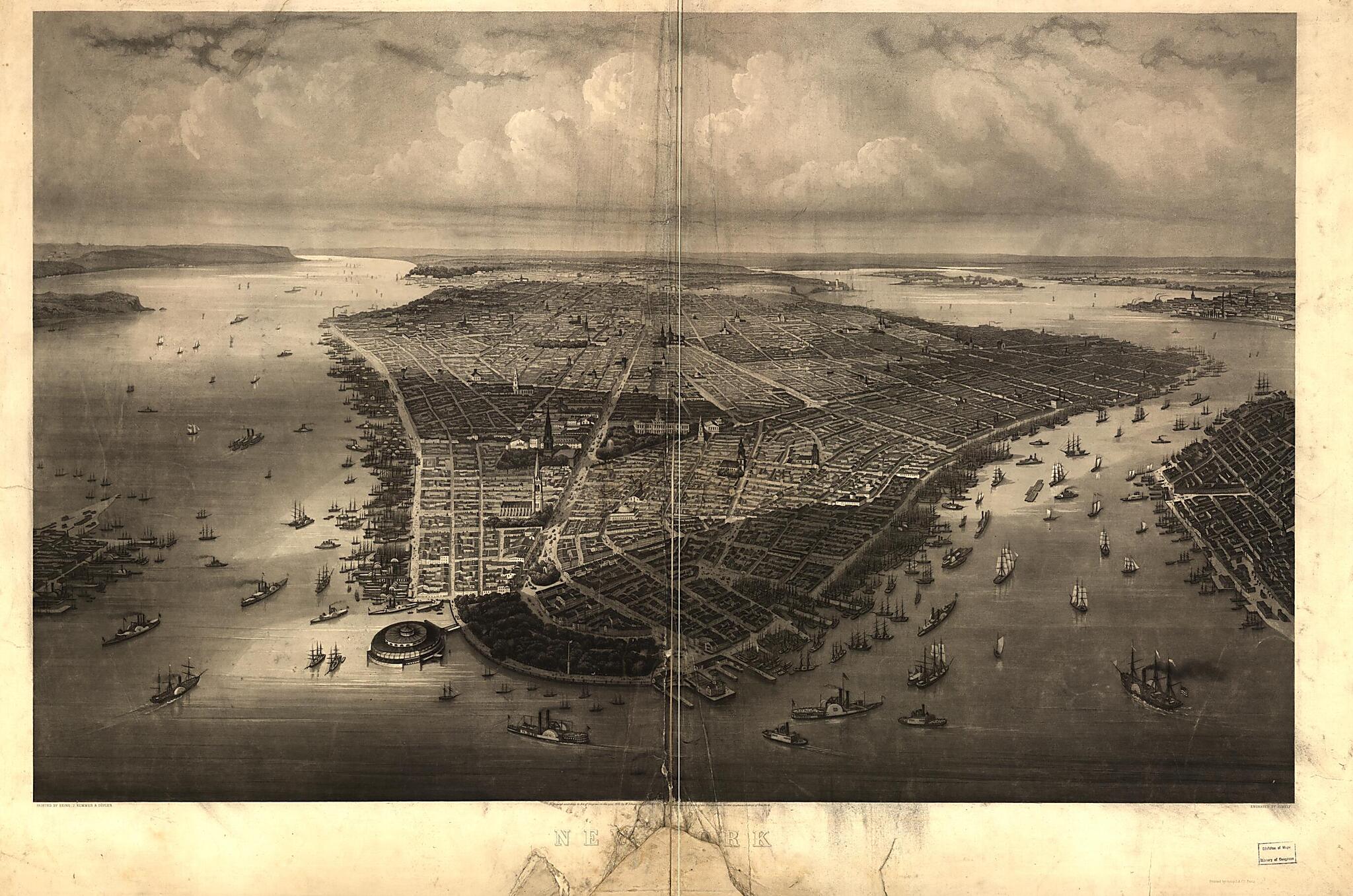 This old map of New York / Painted by Heine, J. Kummer & Döpler ; Engraved by Himely from 1851 was created by Wilhelm Heine, Julius Hermann Kummer in 1851