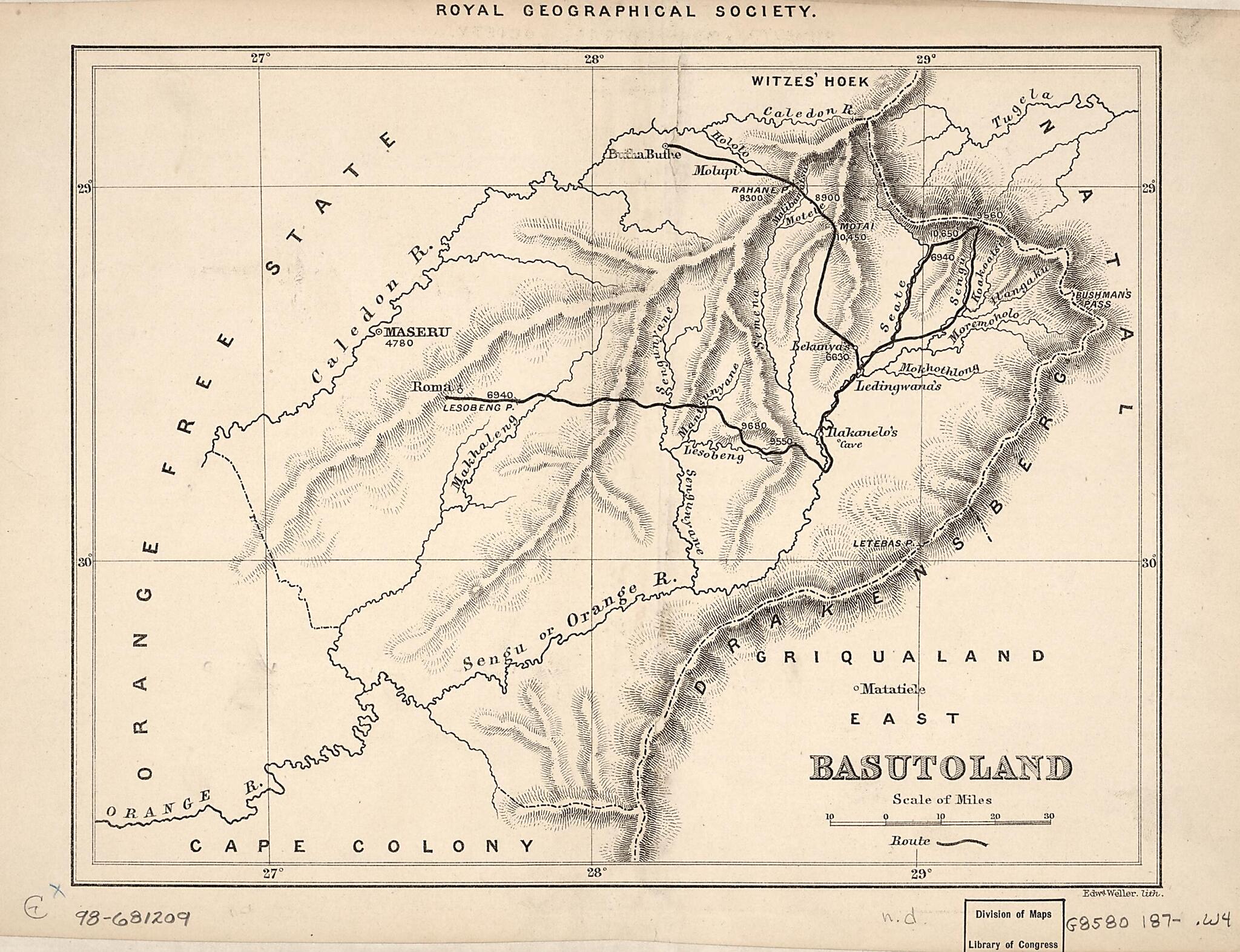 Basutoland 1870 by Relic Map Company