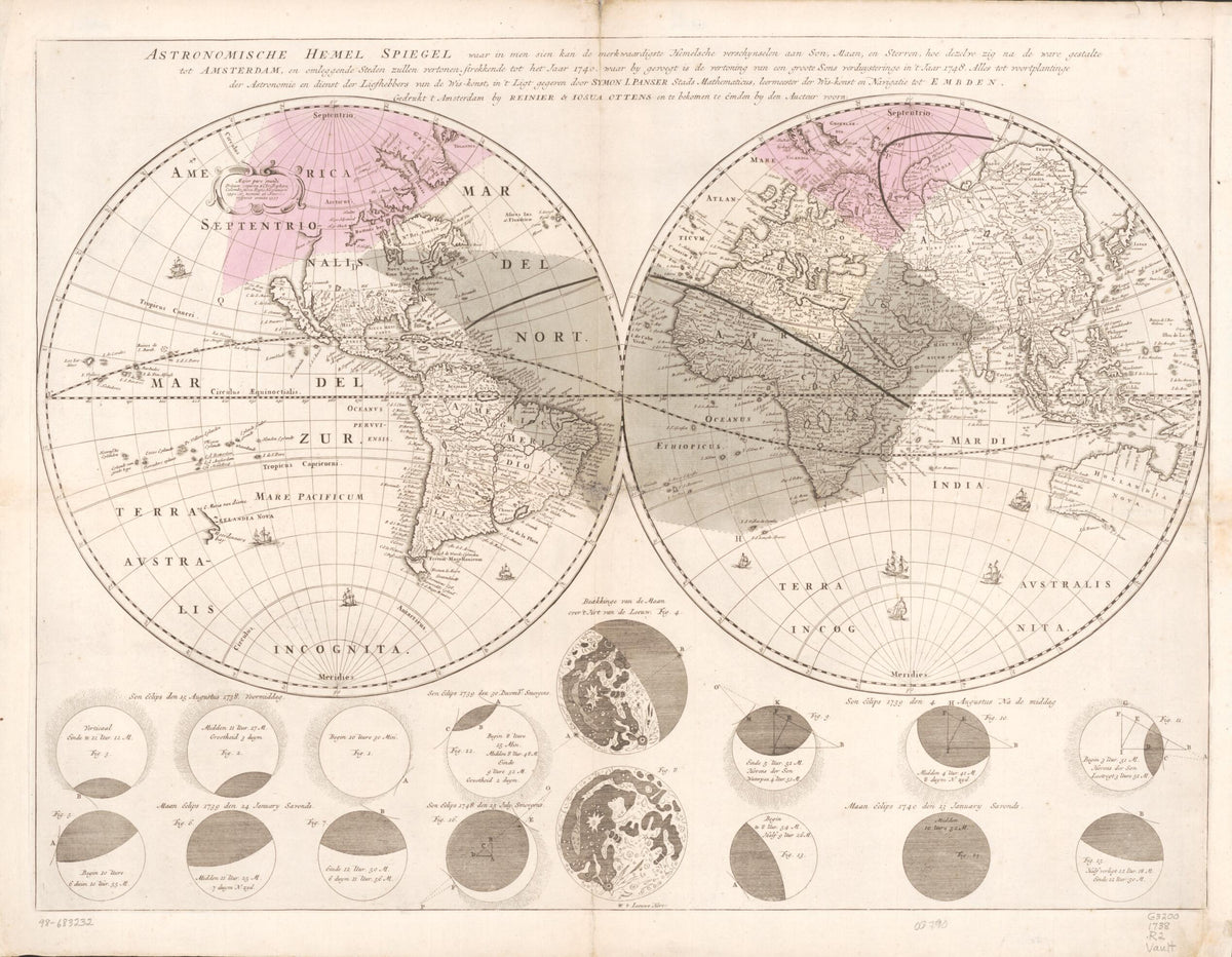 Astronomische Hemel Spiegel : Waar In Men Sien Kan De Merkwaardigste Hemelsche Verschynselen Aan Son, Mean En Sberren 1738 by Relic Map Company