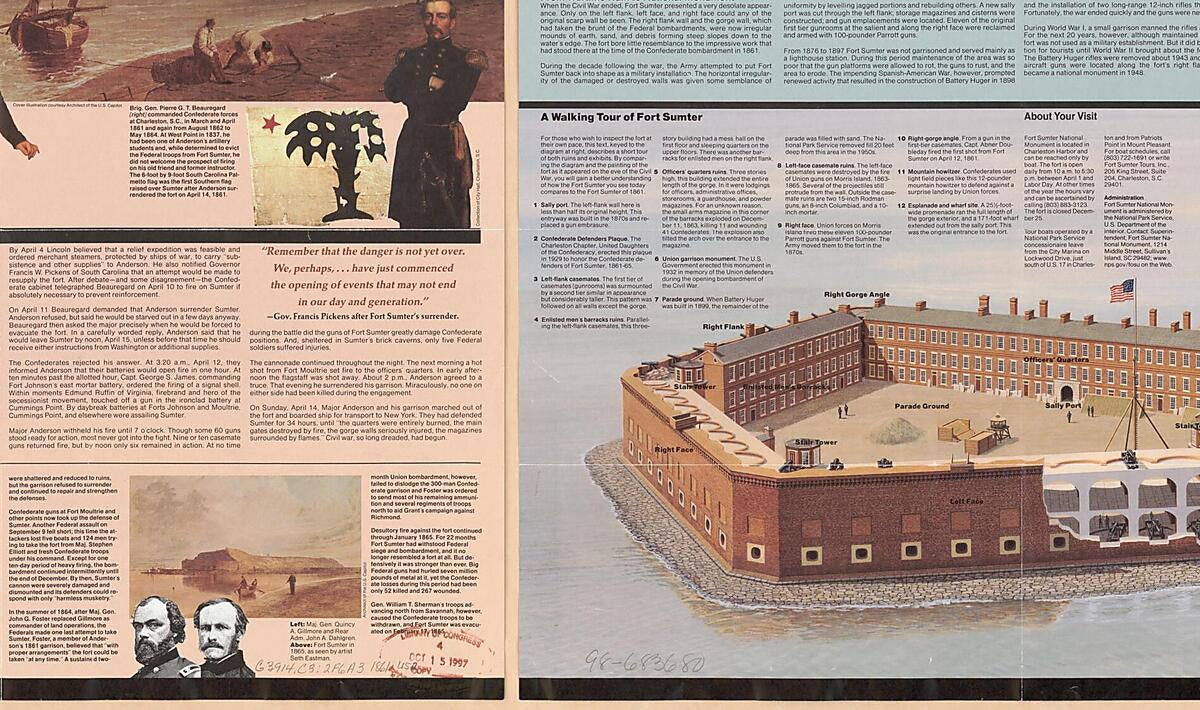 This old map of Fort Sumter (Fort Sumter, Fort Sumter National Monument, South Carolina, Official Park Guide) from 1861 was created by L. Kenneth Townsend,  United States. National Park Service in 1861