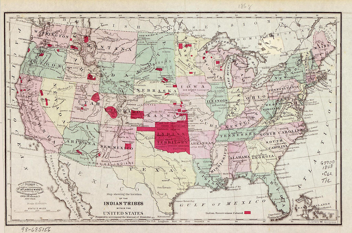 United States 1868 by Relic Map Company
