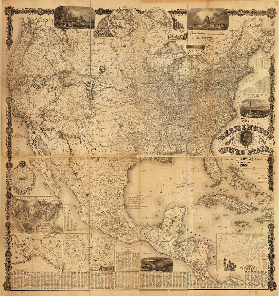 This old map of The Washington Map of the United States from 1868 was created by Matthew Fontaine Maury in 1868