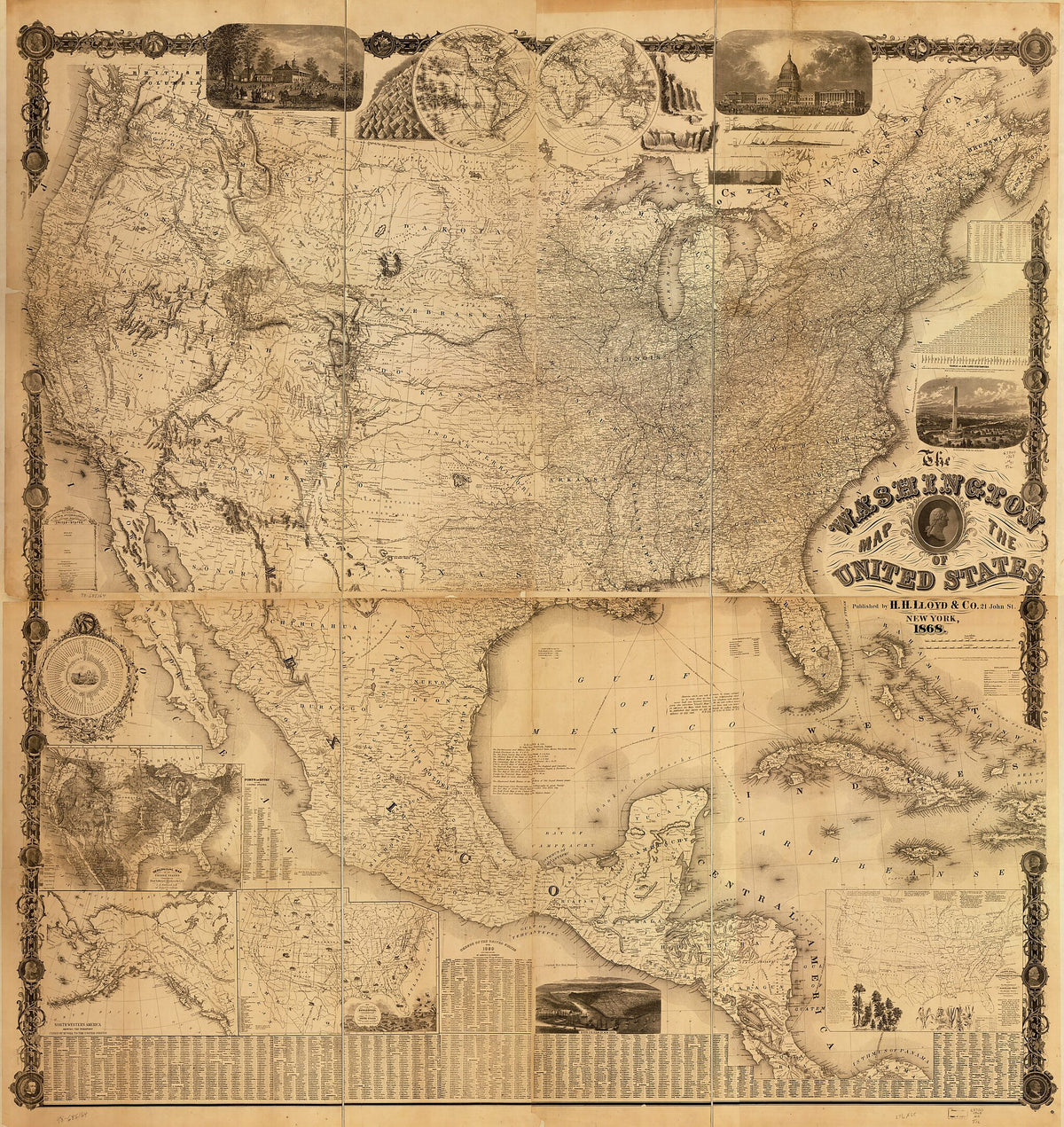 The Washington Map of the United States in 1868 by Relic Map Company