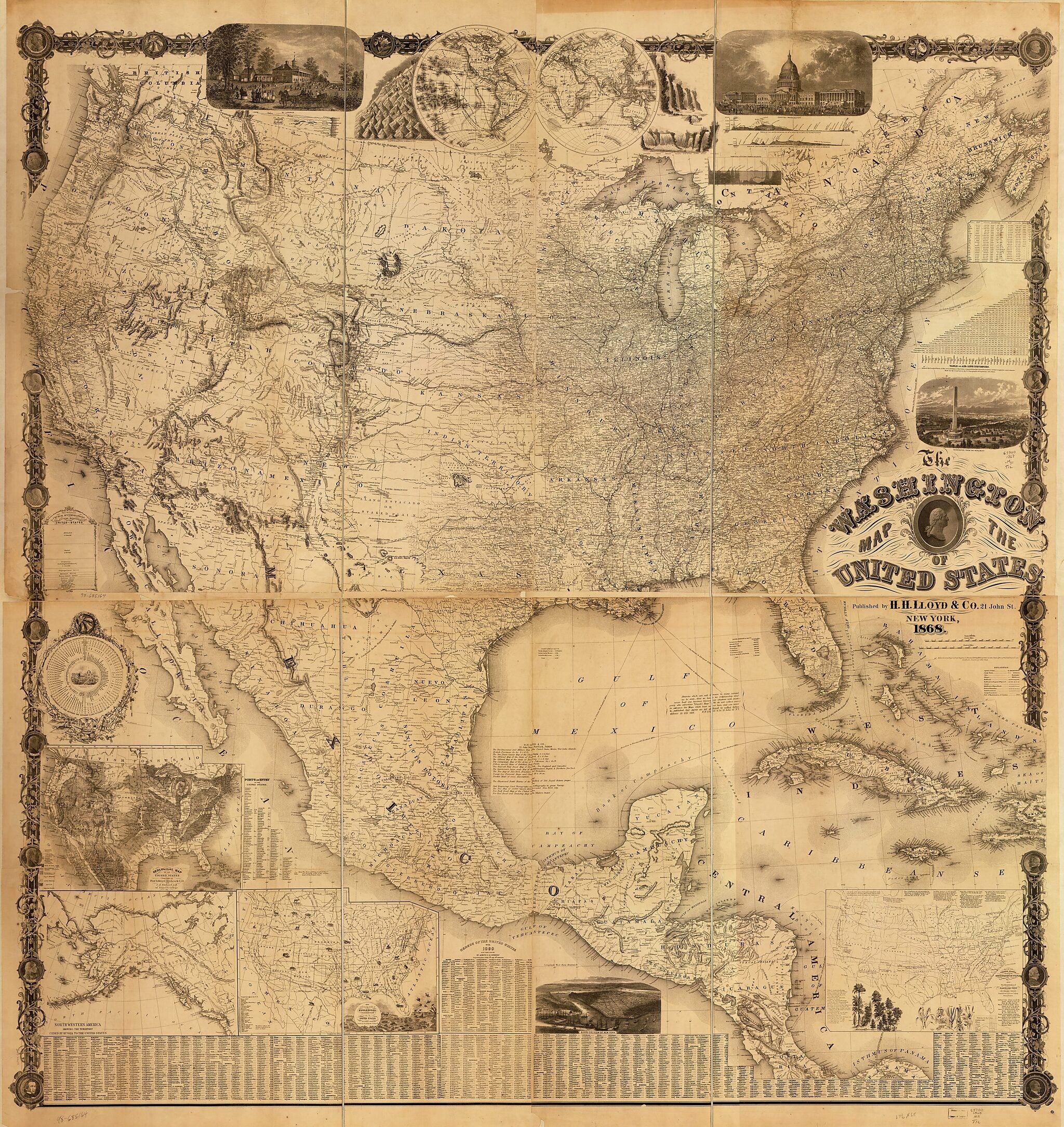 This old map of The Washington Map of the United States from 1868 was created by Matthew Fontaine Maury in 1868
