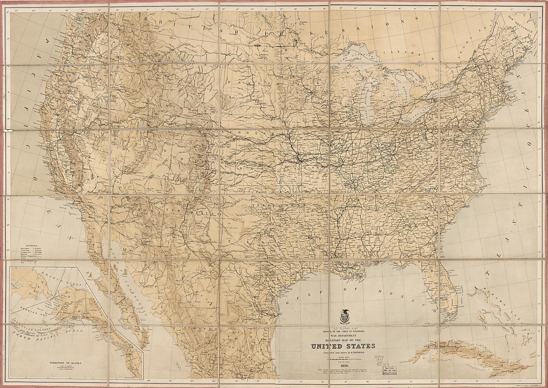 This old map of Military Map of the United States from 1869 was created by Julius Bien, Millard Fillmore, Edward Freyhold, United States. War Department. Office of the Chief of Engineers in 1869