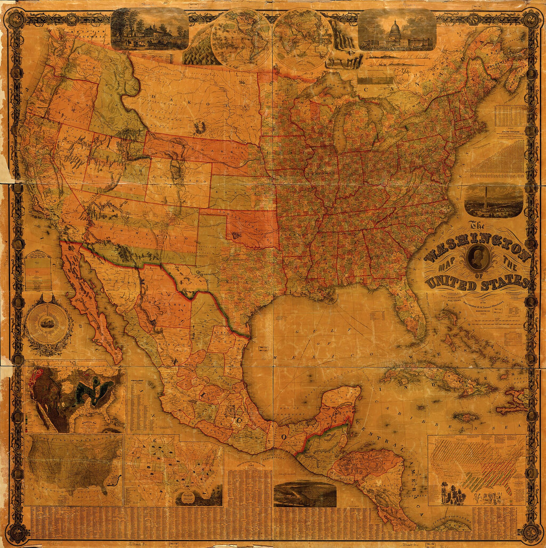 This old map of The Washington Map of the United States from 1862 was created by Matthew Fontaine Maury in 1862