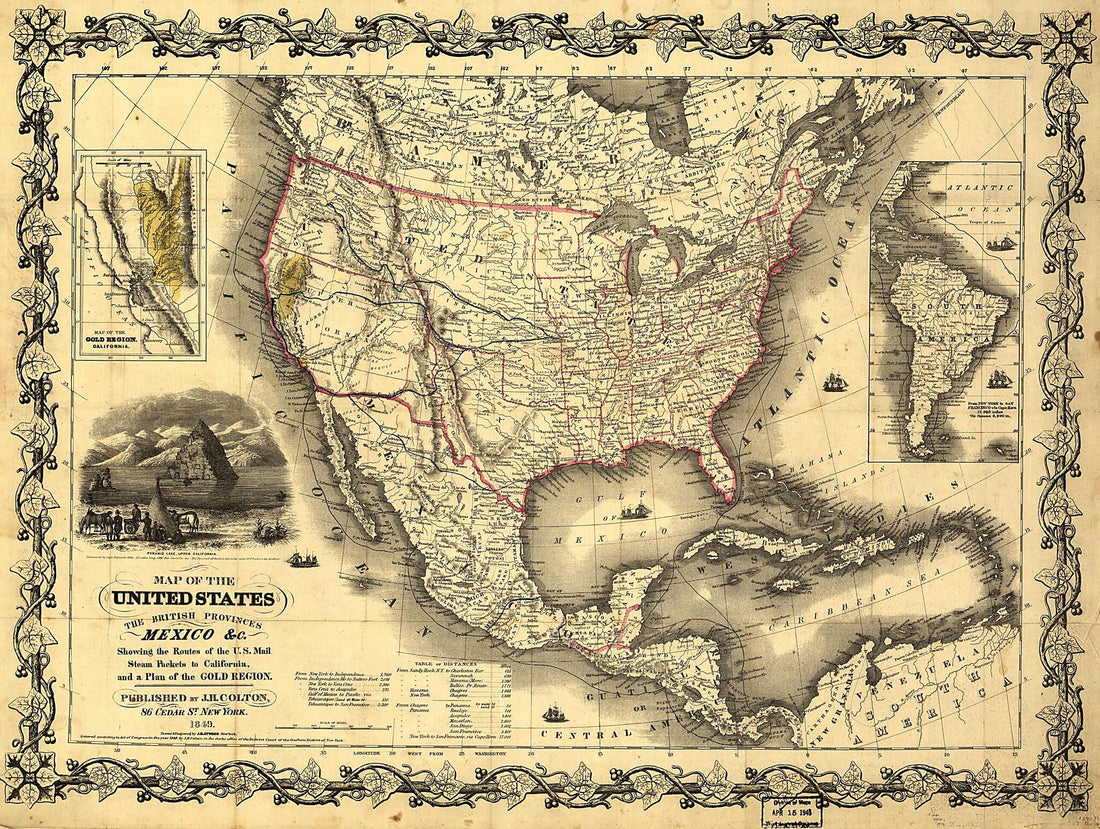 This old map of Map of the United States, the British Provinces, Mexico &c from 1849 was created by John M. Atwood in 1849