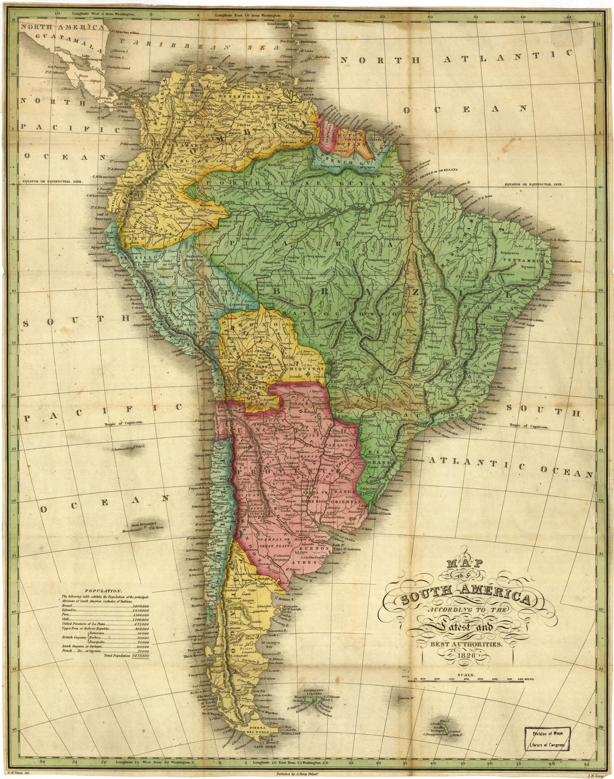 Map of South America According to the Latest and Best Authorities 1826 by Relic Map Company
