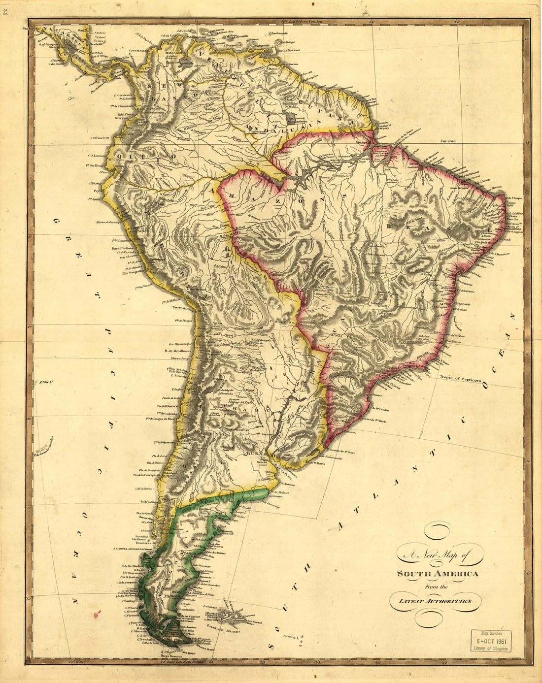 This old map of New Map of South America from the Latest Authorities from 1810 was created by in 1810