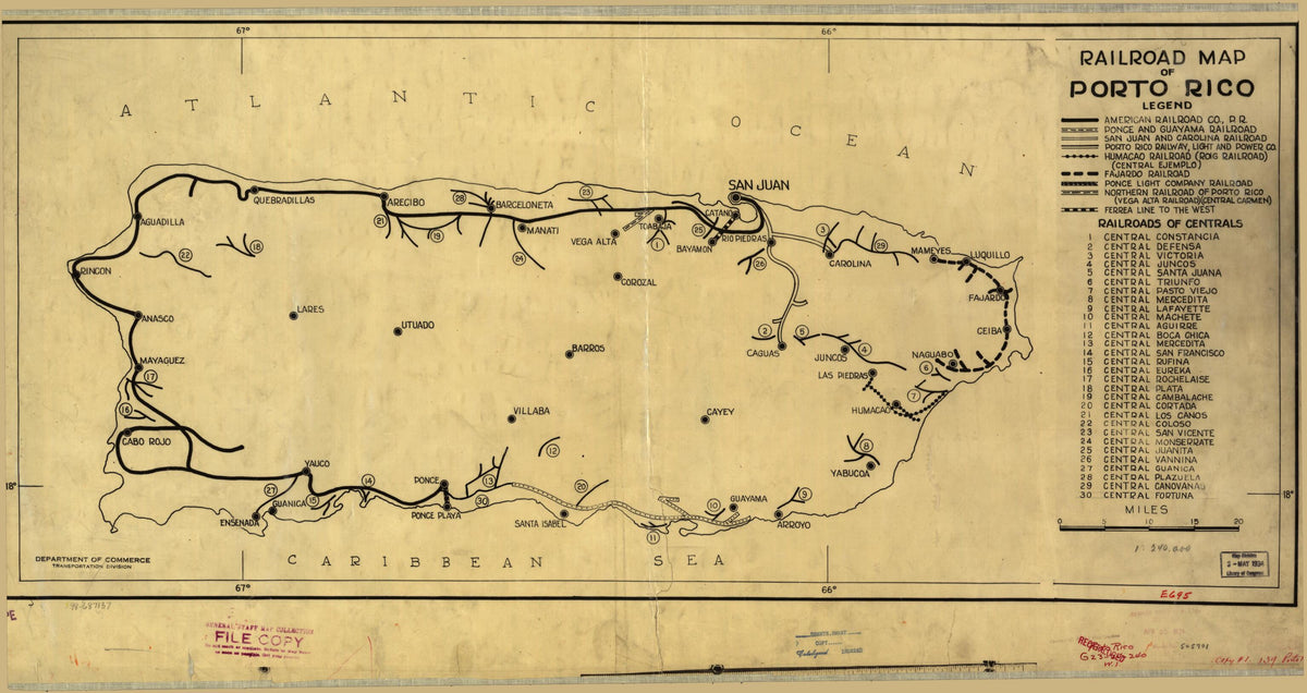 Railroad Map of Porto Rico 1924 by Relic Map Company