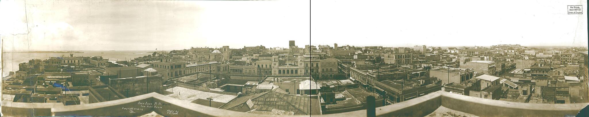 This old map of San Juan, P.R., North, from Hotel Palace from 1922 was created by F. E. Cook in 1922