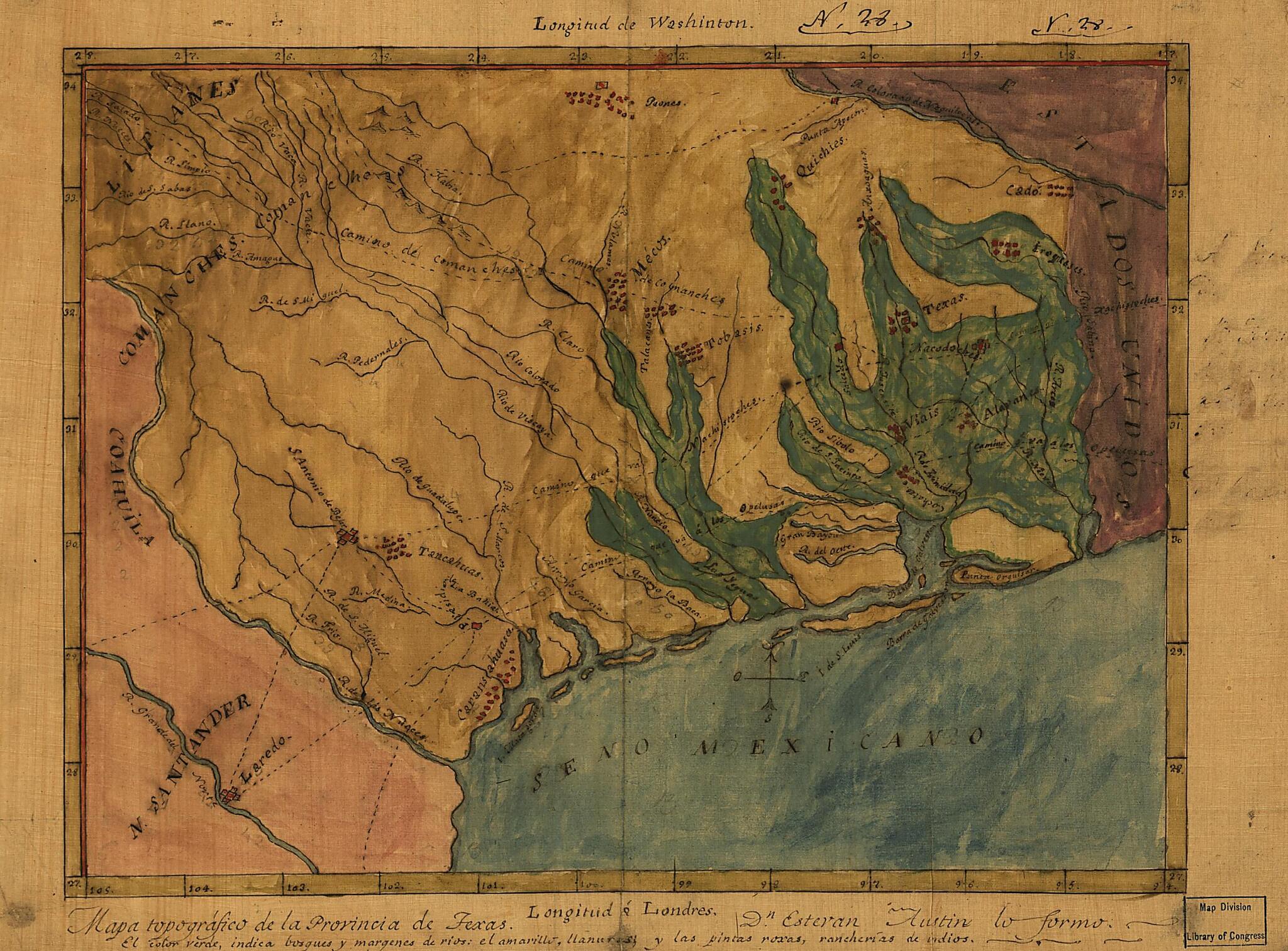 This old map of Mapa Topográfico De La Provincia De Texas from 1822 was created by Stephen F. (Stephen Fuller) Austin in 1822