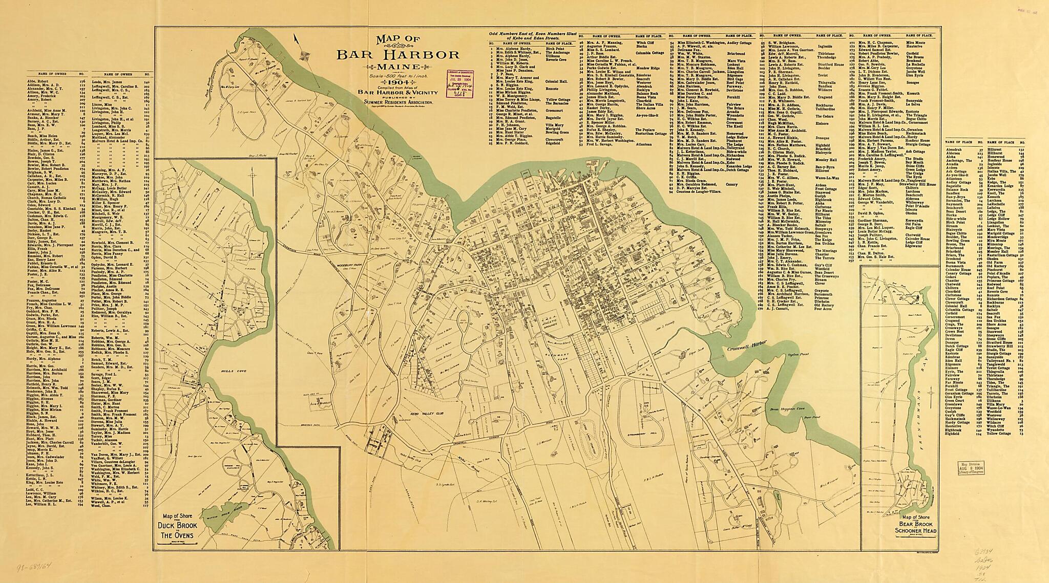 This old map of Map of Bar Harbor, Maine, from 1904 was created by Summer Residents Association in 1904