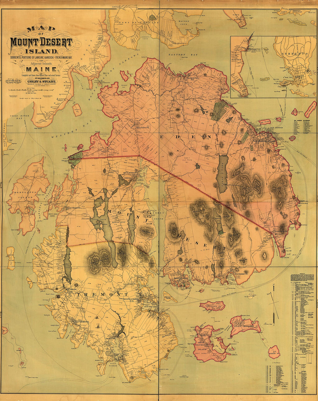 This old map of Map of Mount Desert Island from 1887 was created by George N. Colby, J. H. Stuart in 1887